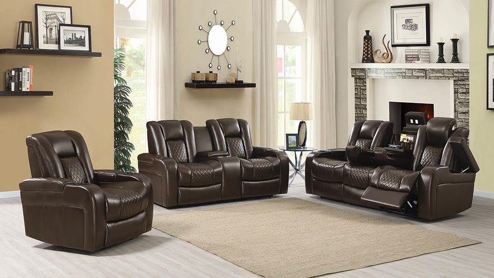 Delangelo Brown Power Motion Three-Piece Living Room Set image