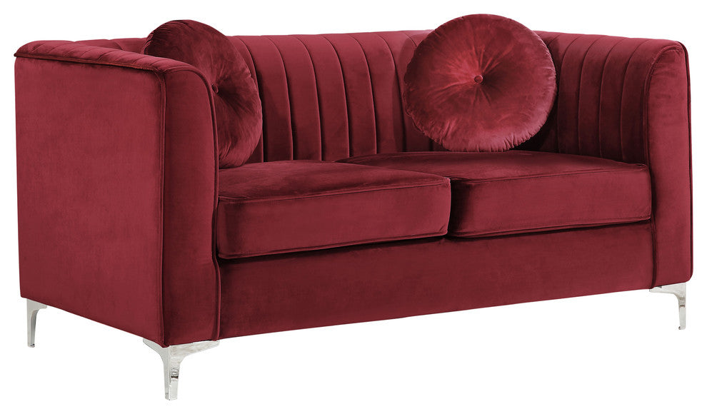 Isabelle Burgundy Velvet Loveseat image