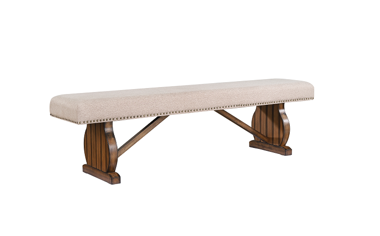 Maurice Khaki Linen & Antique Oak Bench image