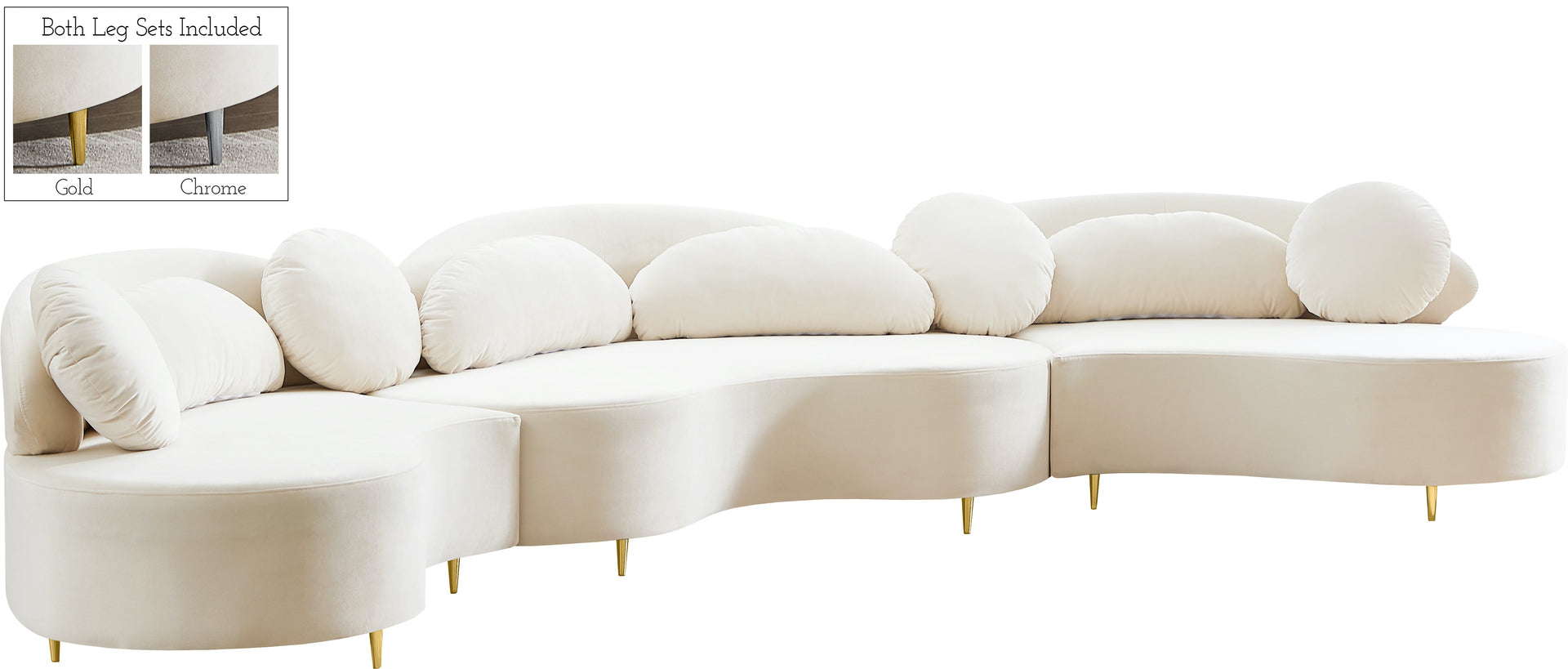 Vivacious Cream Velvet 3pc. Sectional (3 Boxes) image