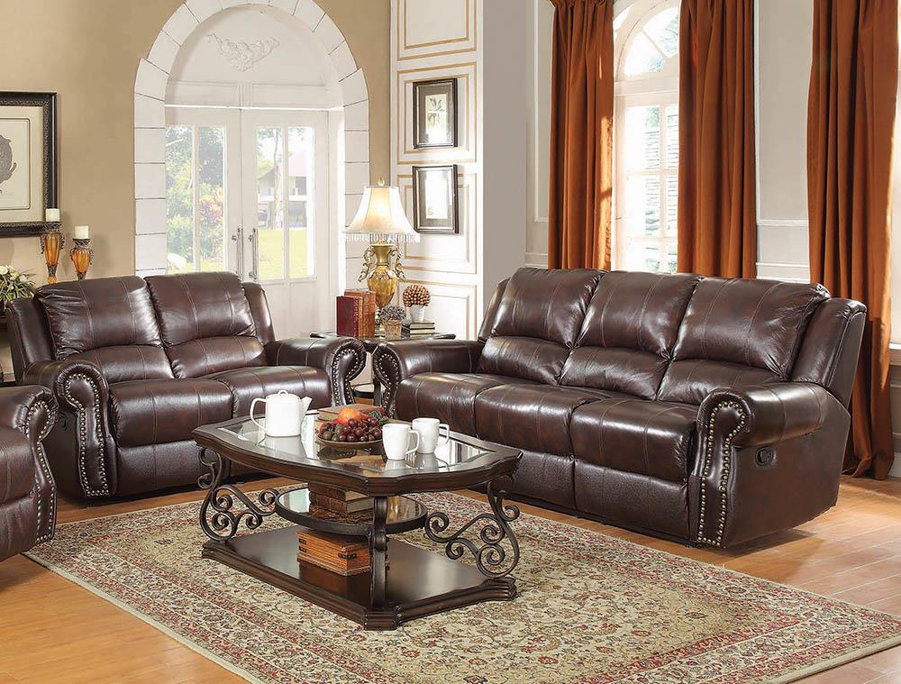 Sir Rawlinson Burgundy Brown Motion Sofa and Loveseat image