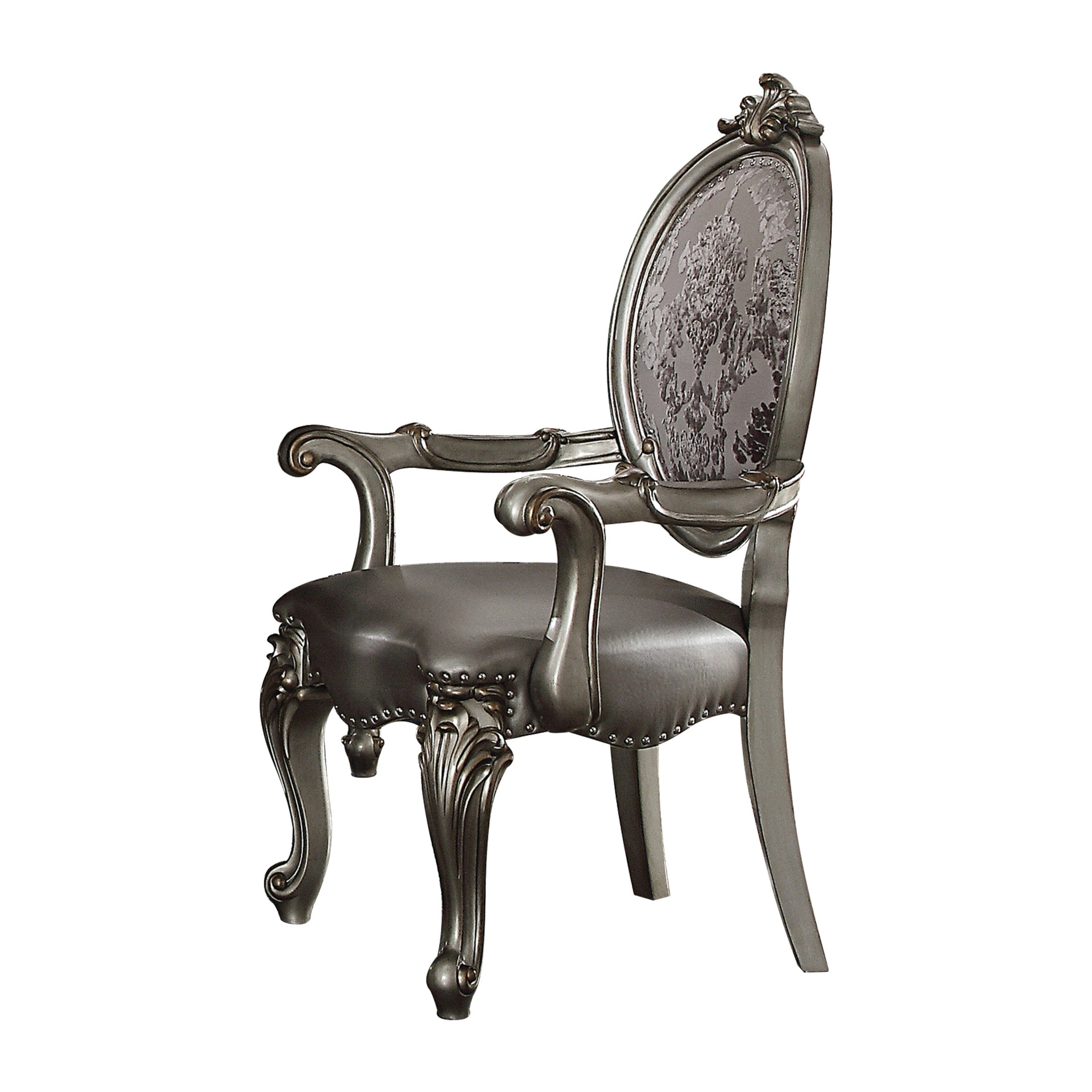 Versailles Silver PU & Antique Platinum Arm Chair image