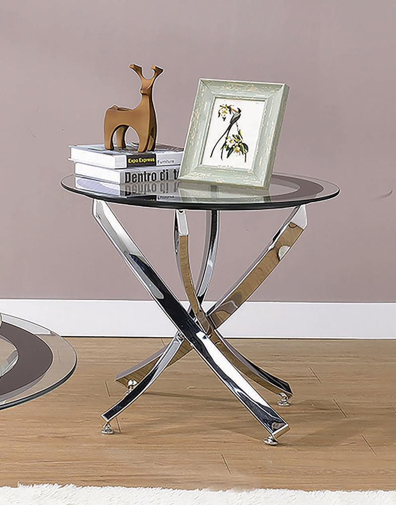 Glass Top Chrome End Table image