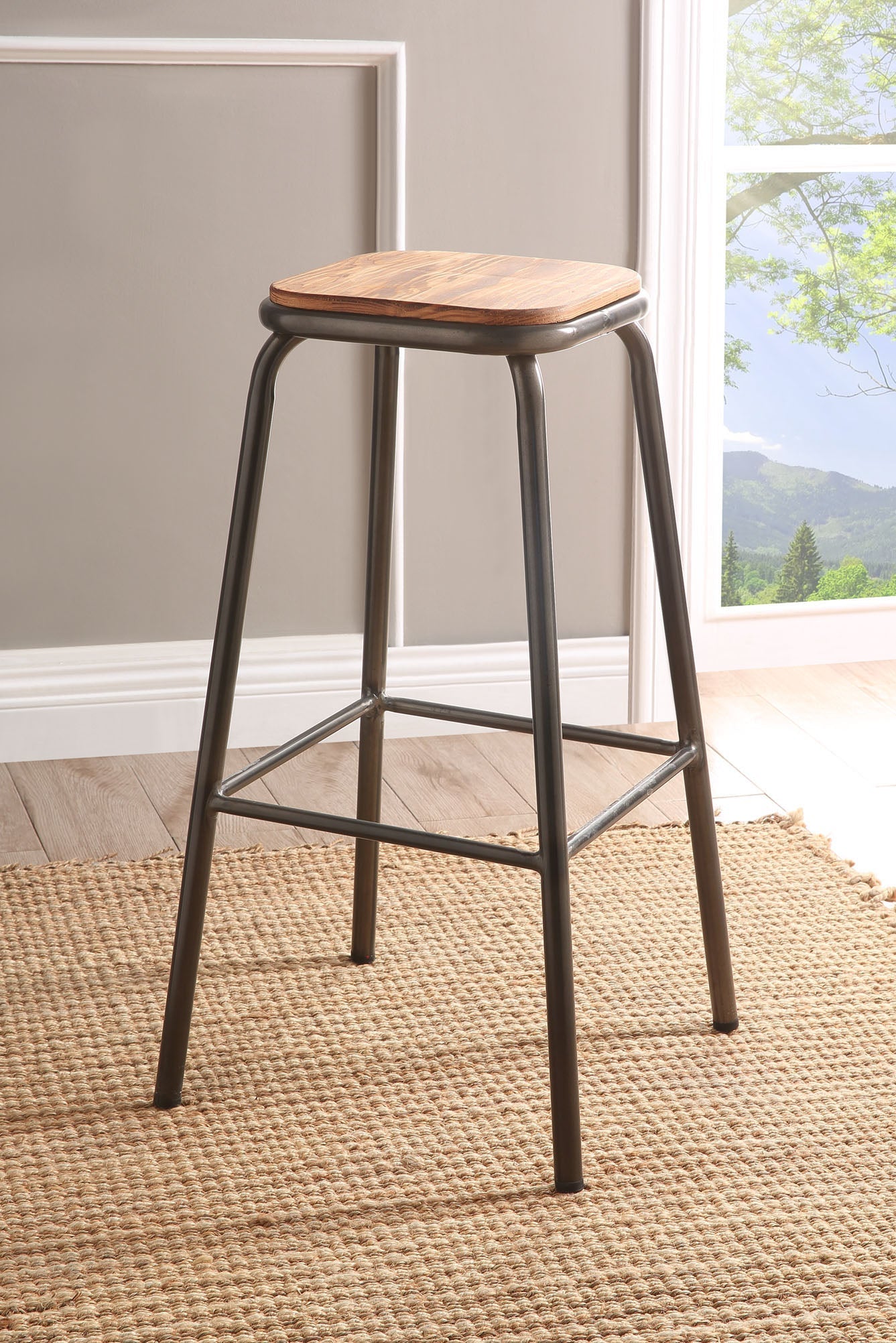 Scarus Natural & Gunmetal Bar Stool image