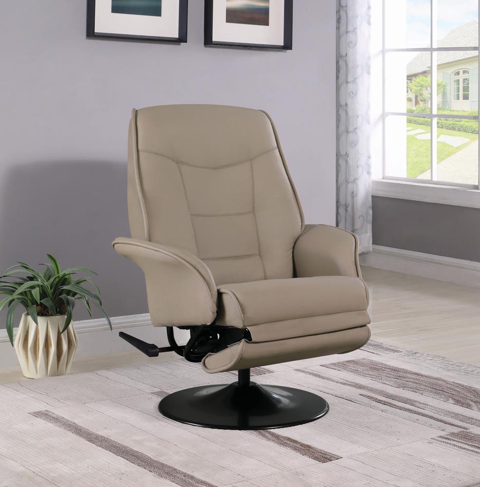 Berri Contemporary Beige Swivel Recliner image