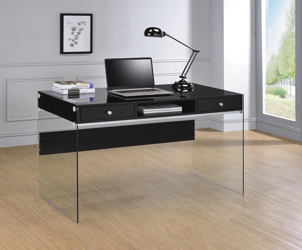 G800830 Contemporary Glossy Black Writing Desk image