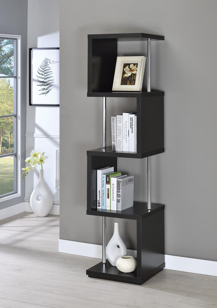 Modern Black Four-Tier Bookcase image