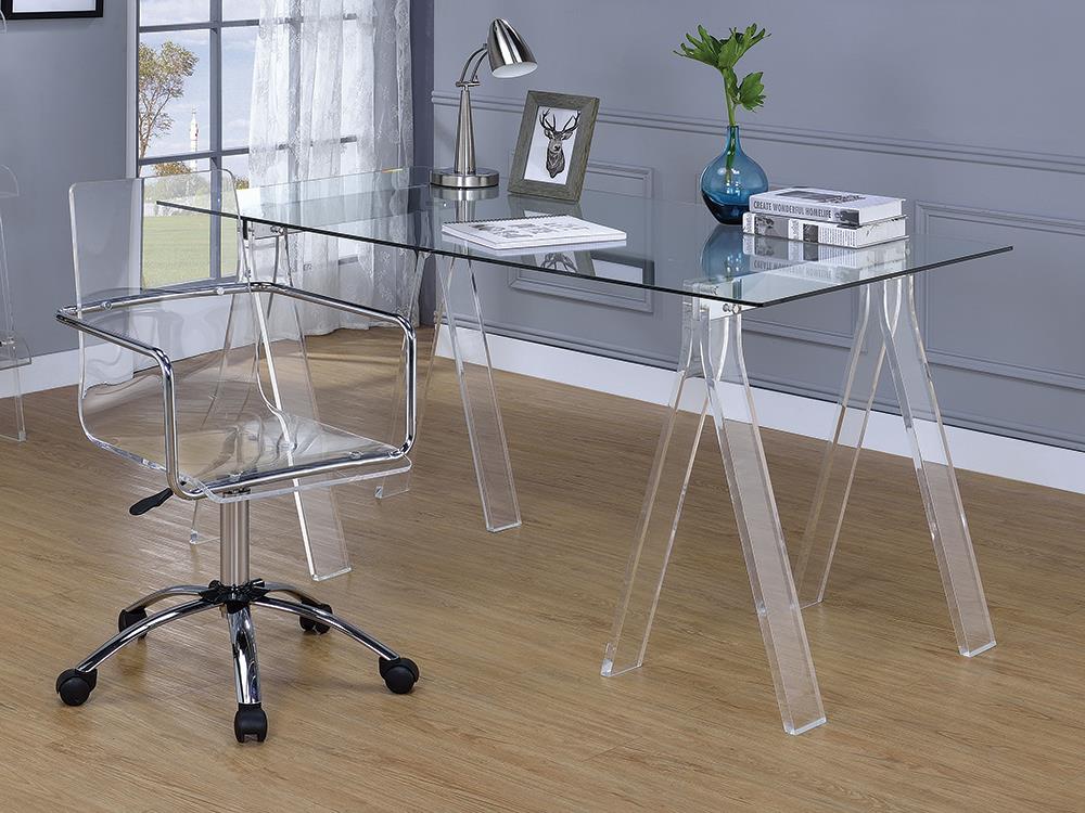 Amaturo Clear Acrylic Sawhorse Writing Desk image