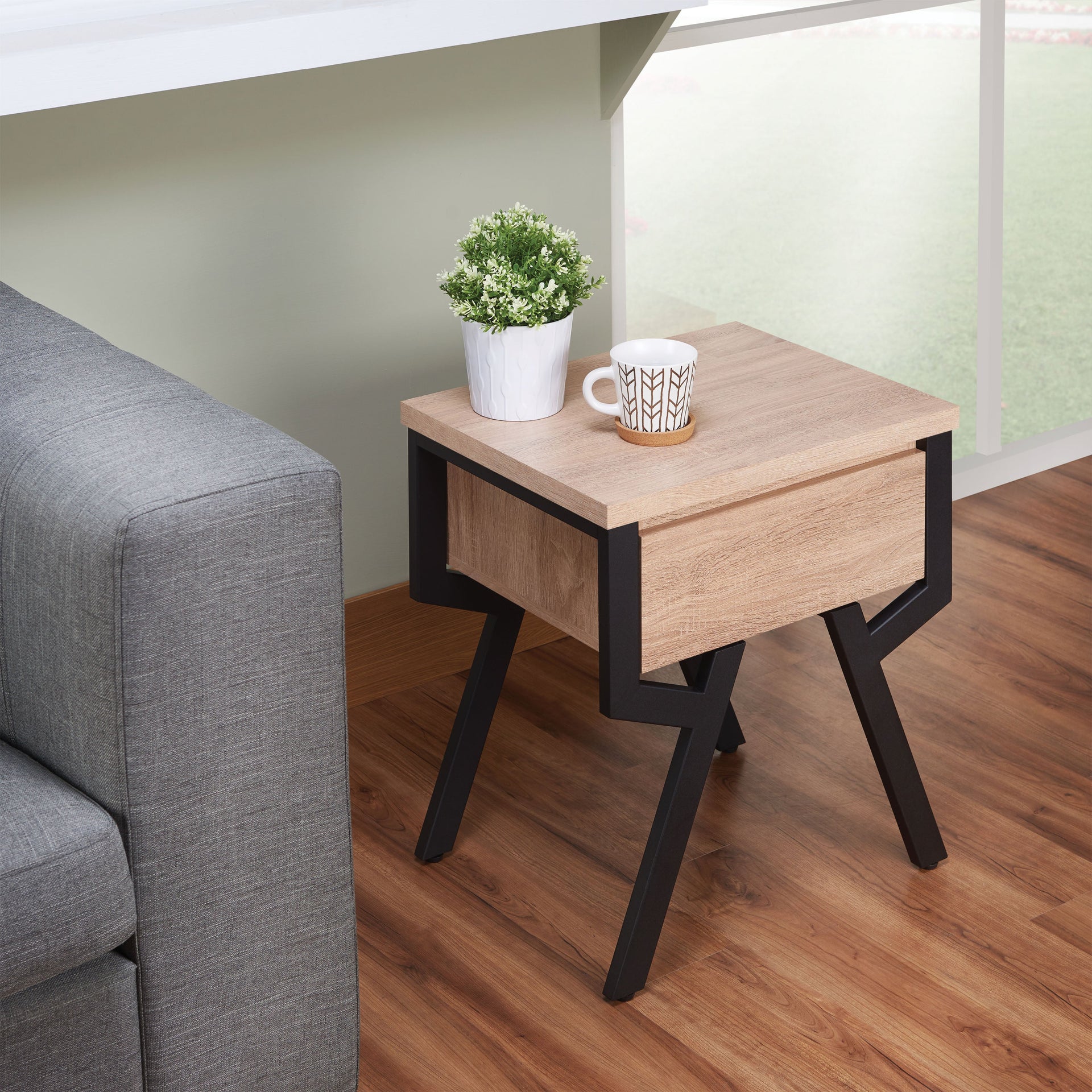 Kalina Rustic Natural & Black End Table image