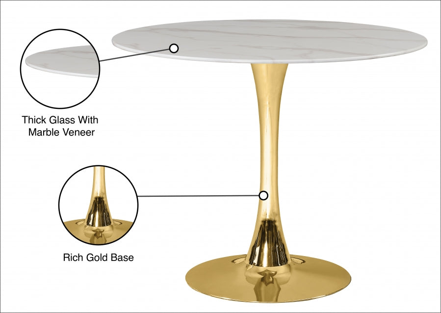 Mesa de comedor Tulip de 36" dorada