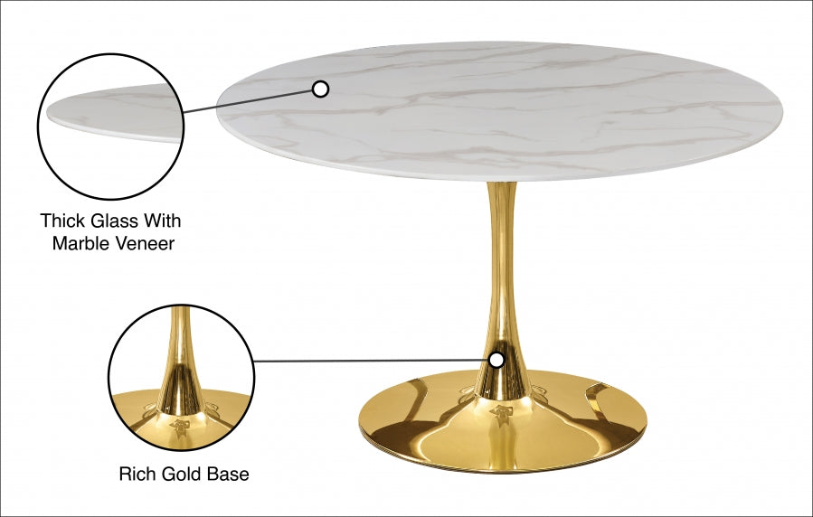 Mesa de comedor Tulip de 48" dorada