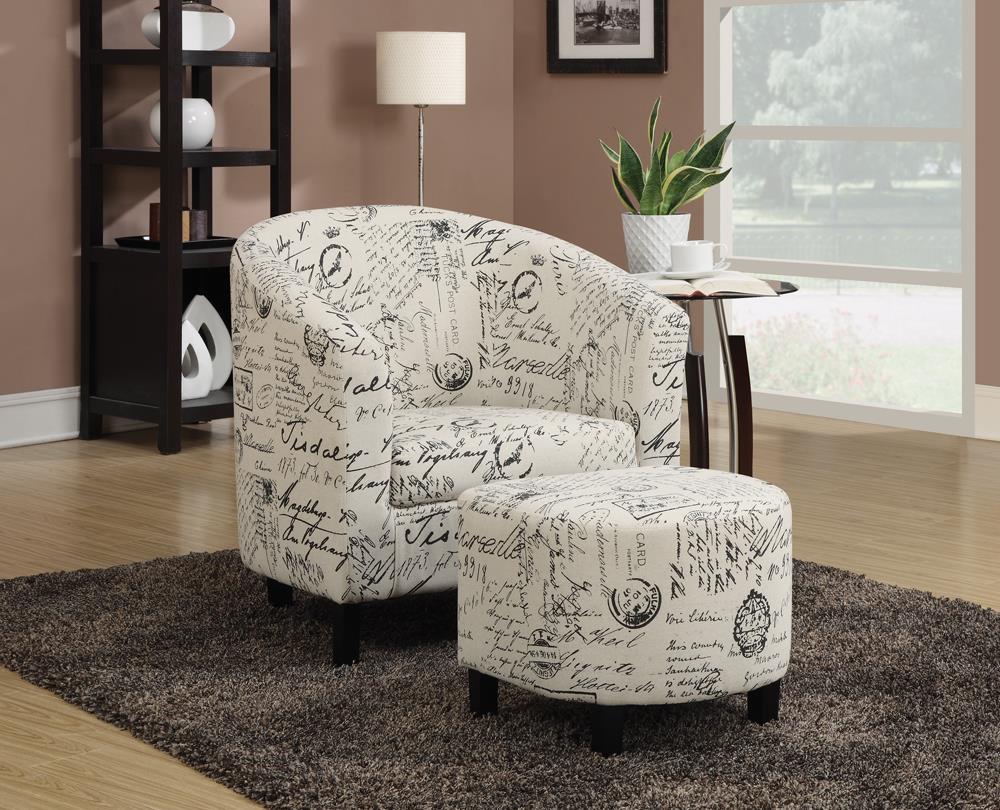 Transitional Vintage French Accent Chair with Ottoman image