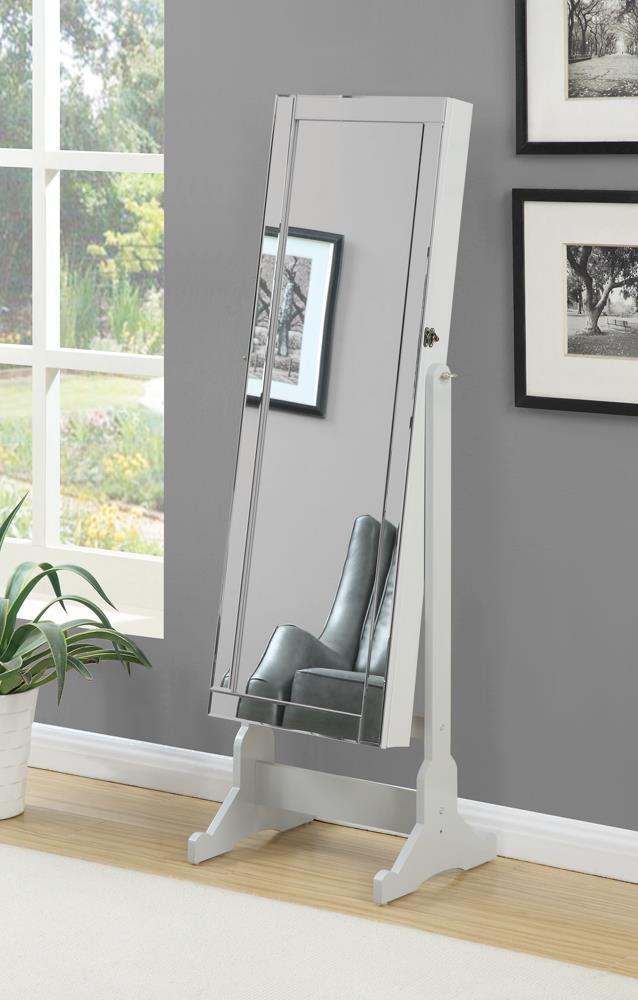 Transitional Dove Grey Cheval Mirror Armoire image