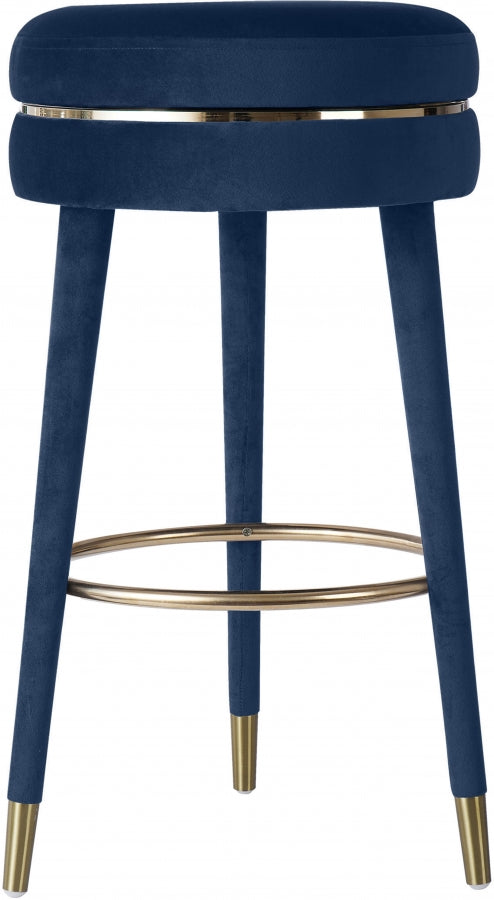 Coral Velvet Swivel Bar Stool Blue