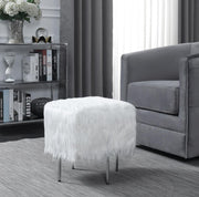 White Faux Sheepskin Ottoman image