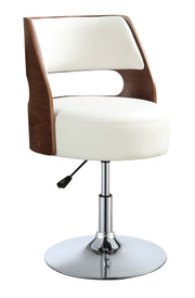 Camila White PU & Walnut Adjustable Stool (1Pc) image