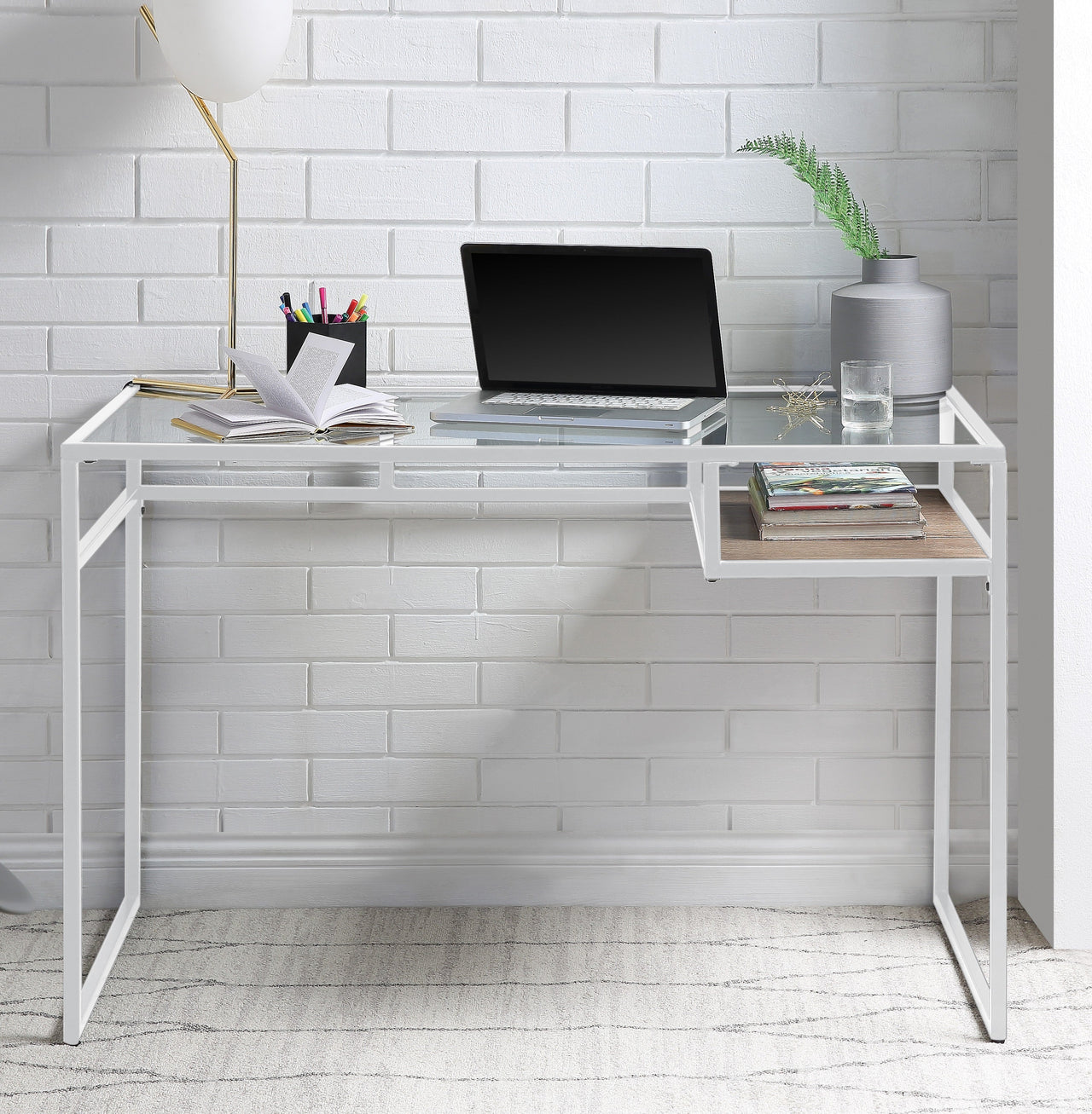 Yasin White & Glass Desk image