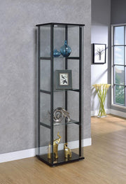 G950171 Contemporary Glass and Black Curio Cabinet image