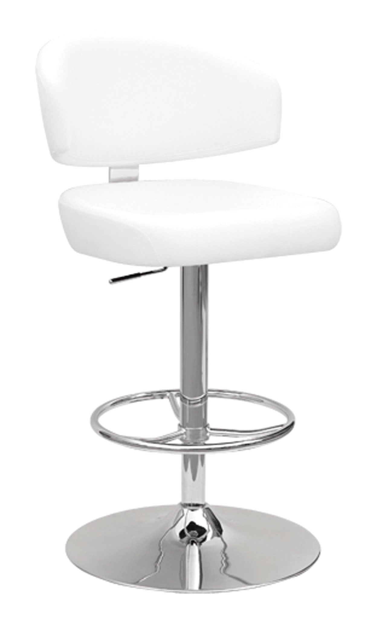 Deka White PU & Chrome Adjustable Stool (1Pc) image