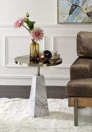 Galilahi Mirrored, Faux Marble & Antique Gold Side Table image