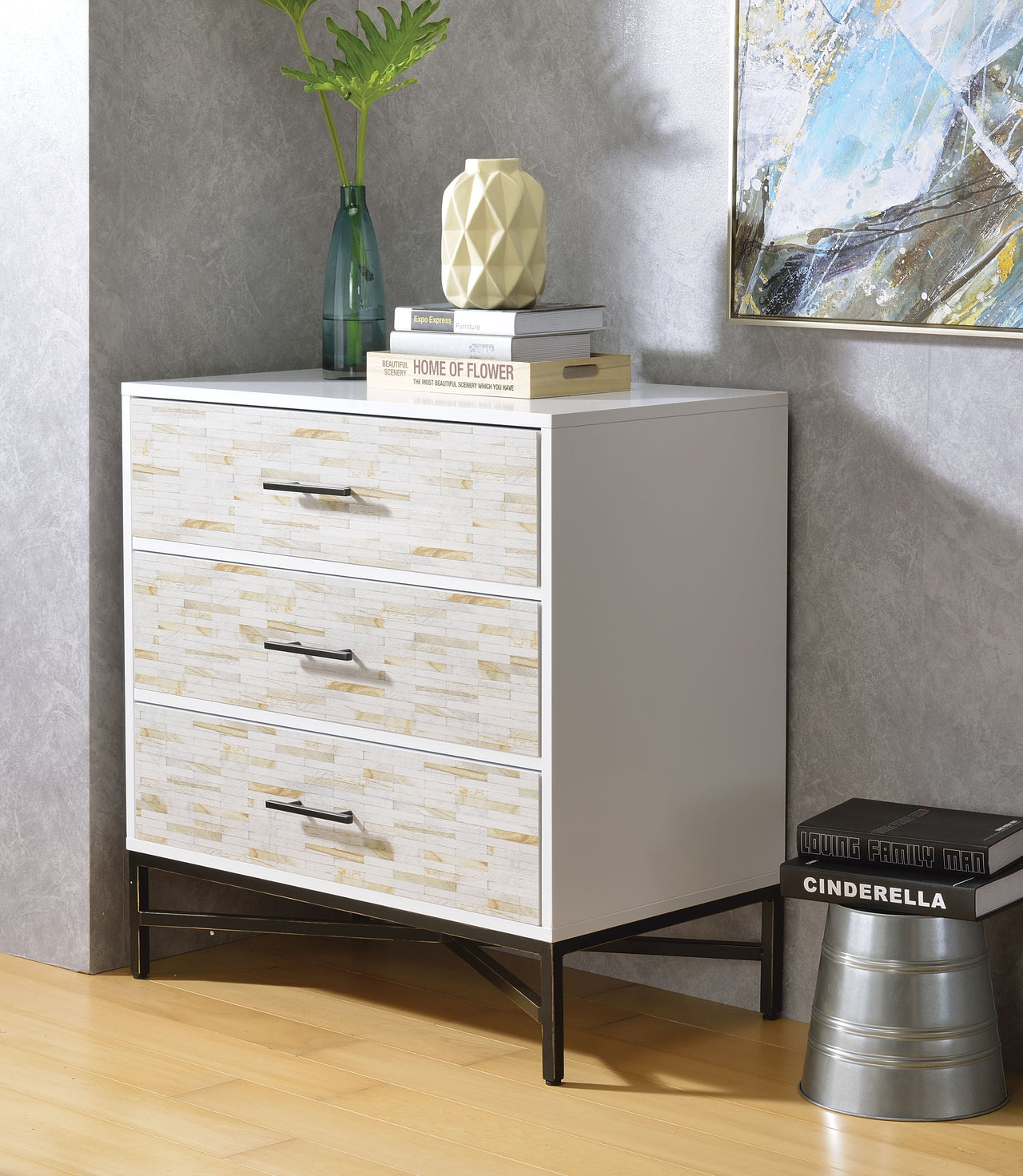 Uma White & Weathered Wood Pattern Console Table image