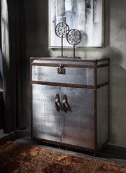 Brancaster Retro Brown Top Grain Leather & Aluminum Console Table image