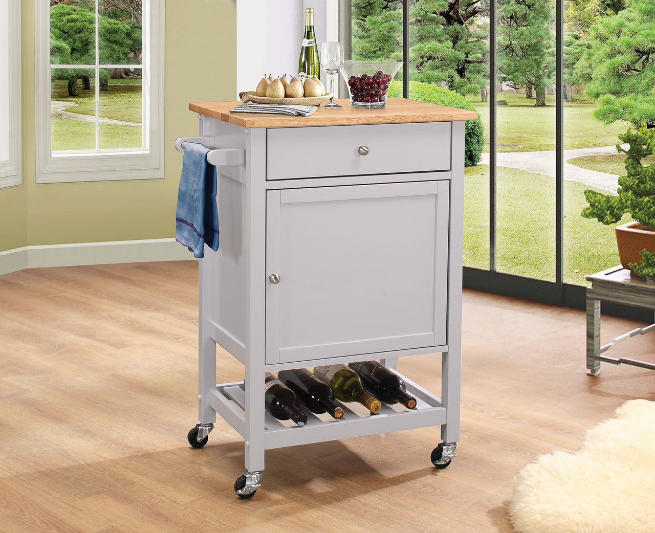 Hoogzen Natural & Gray Kitchen Cart image