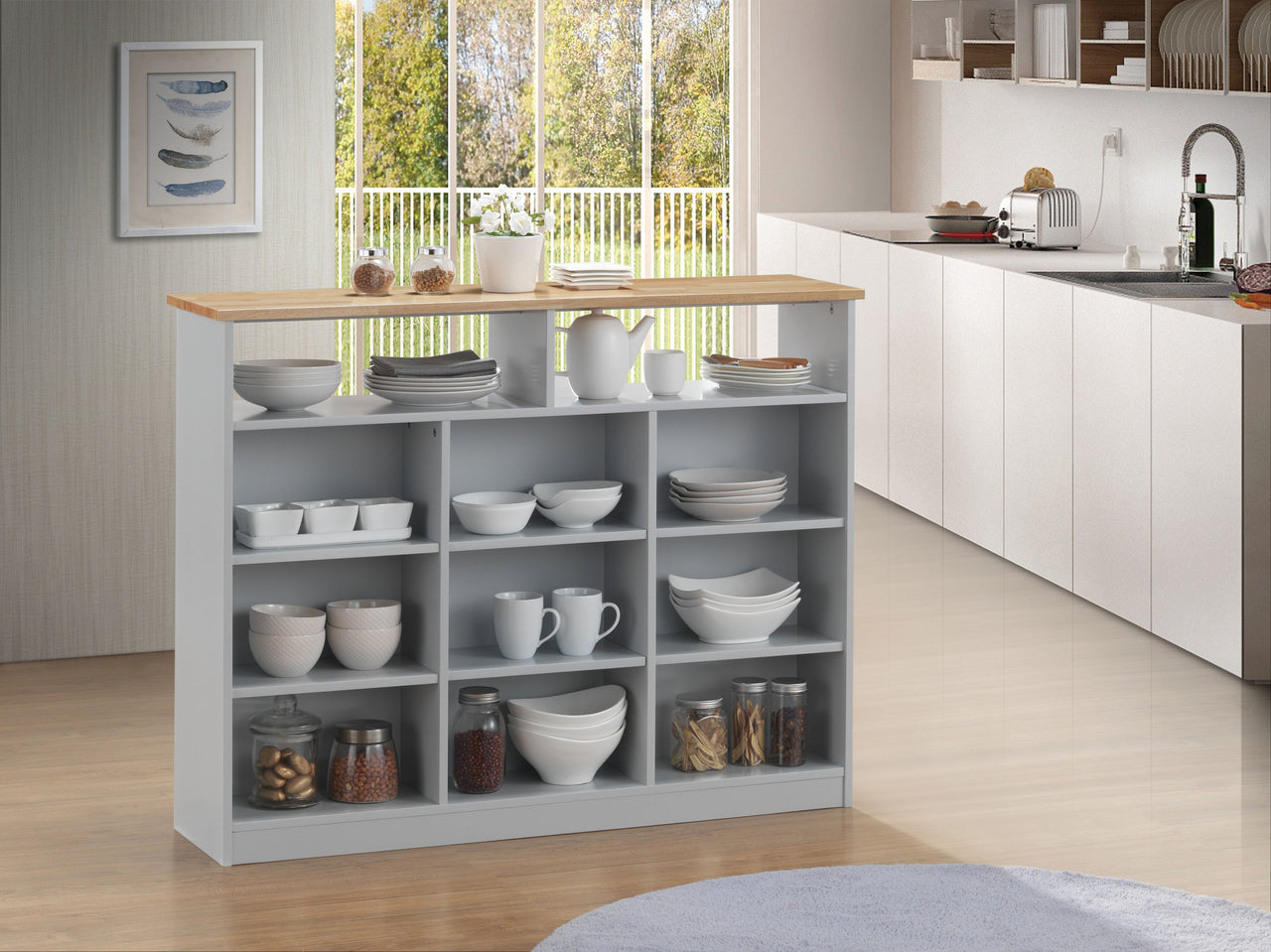 Jorim Natural & Gray Kitchen Cart image