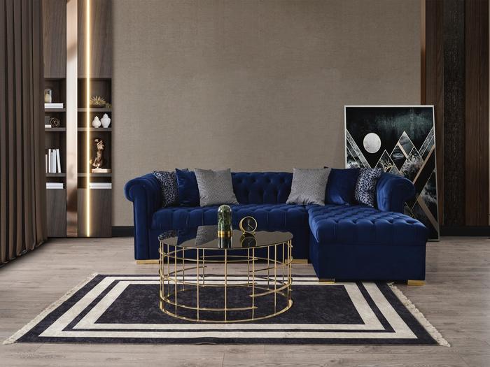 Audrey Velvet Blue RAF Chaise Sectional, COMING SOON.