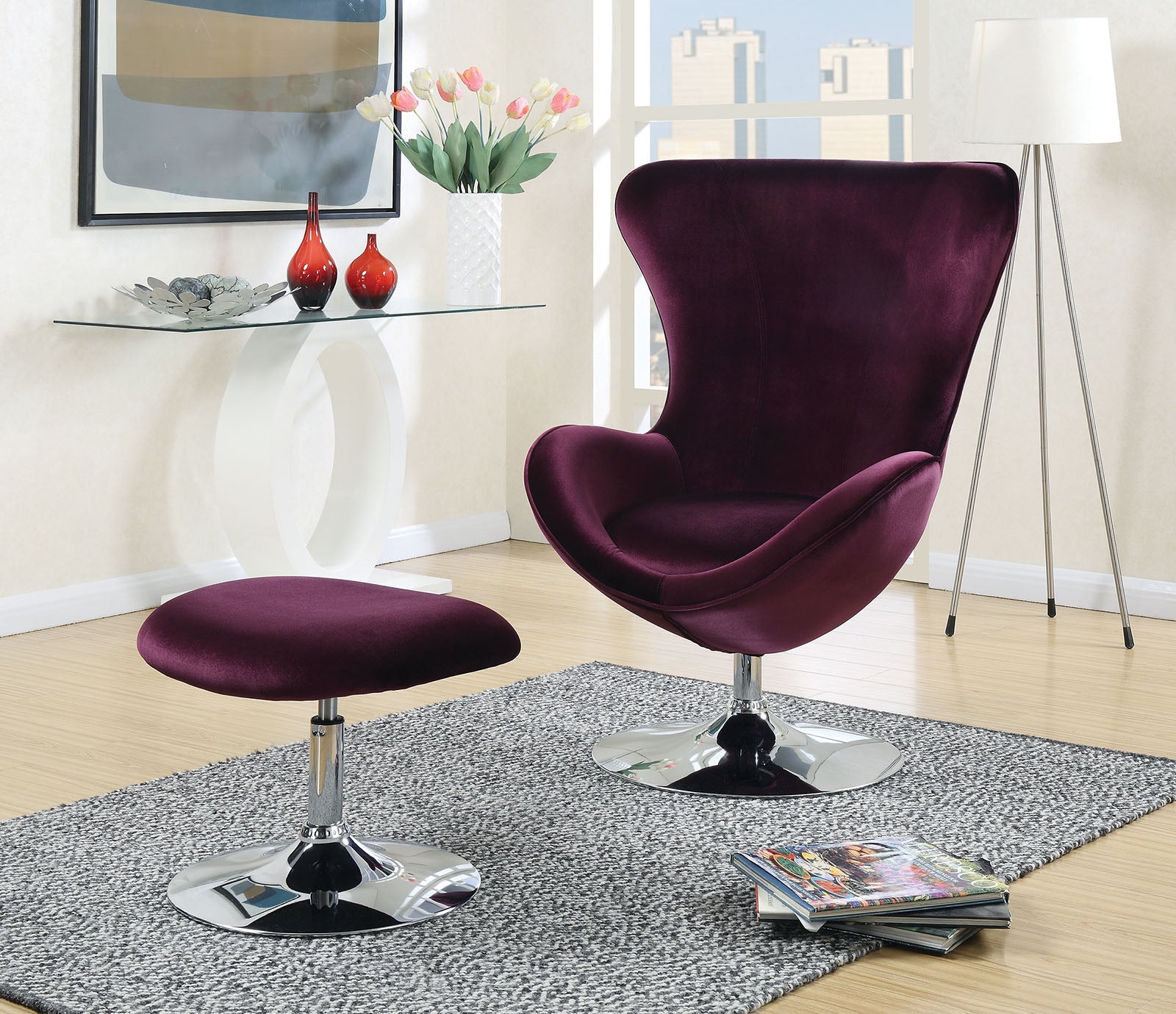 Eloise Purple Accent Chair w/ Ottoman image