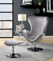 SHELIA Gray Accent Chair w/ Ottoman image