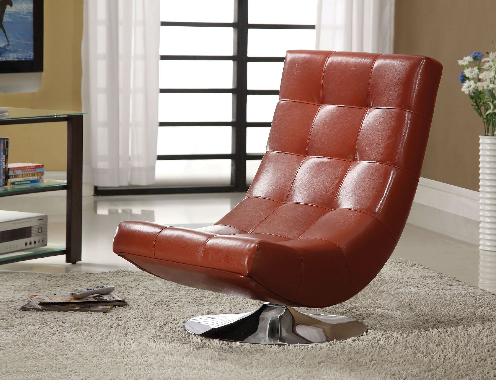 Trinidad Mahogany Swivel Accent Chair image