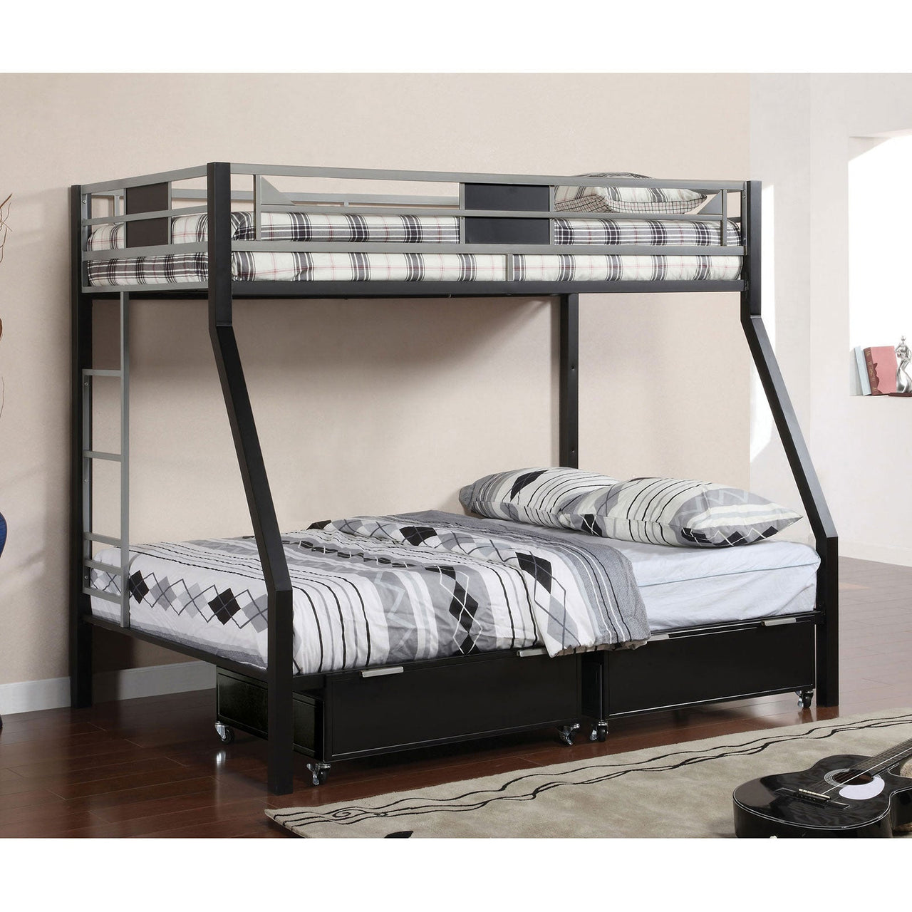 Clifton Silver/Gun Metal Twin/Full Bunk Bed image