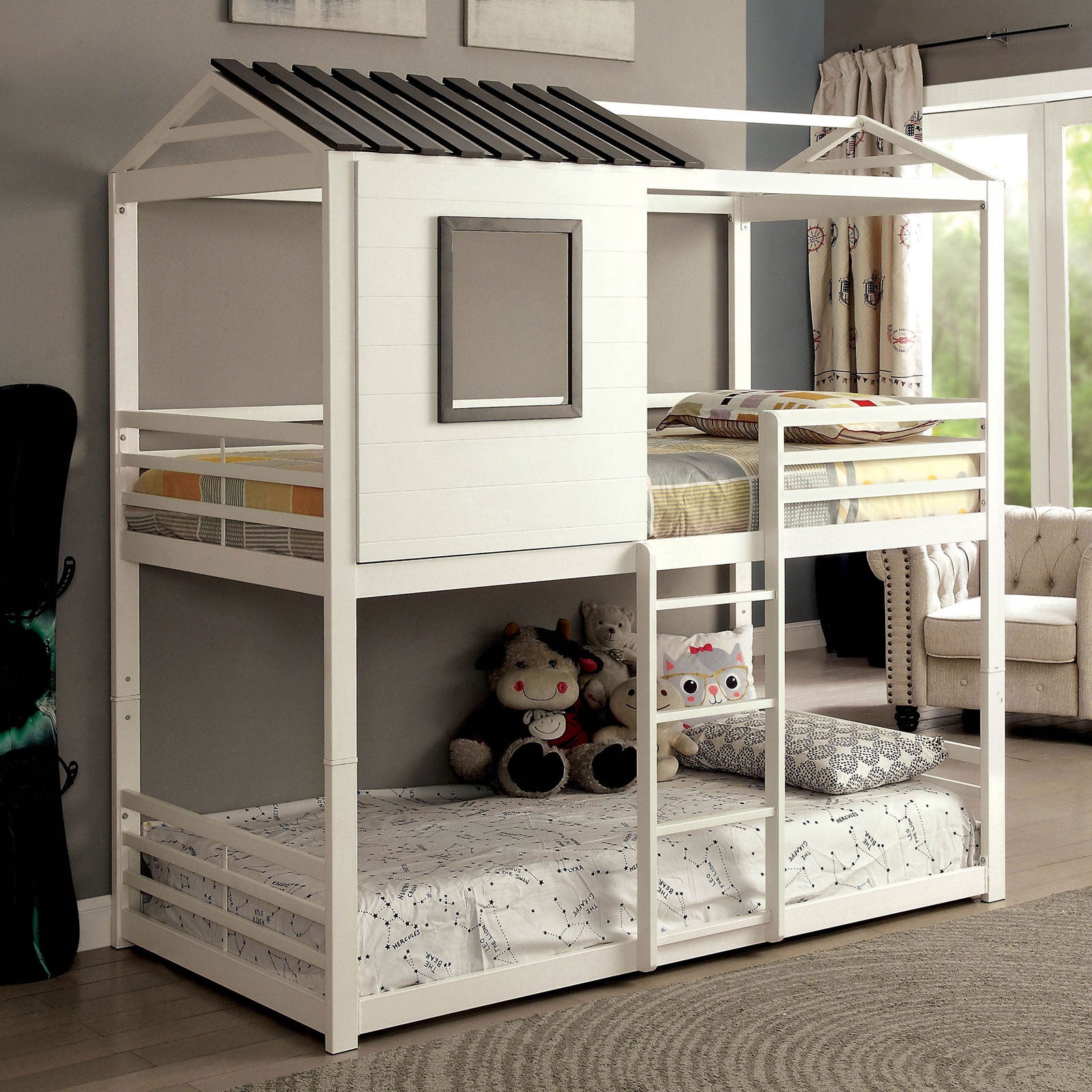 Stockholm White/Gun Metal Twin/Twin Bunk Bed image