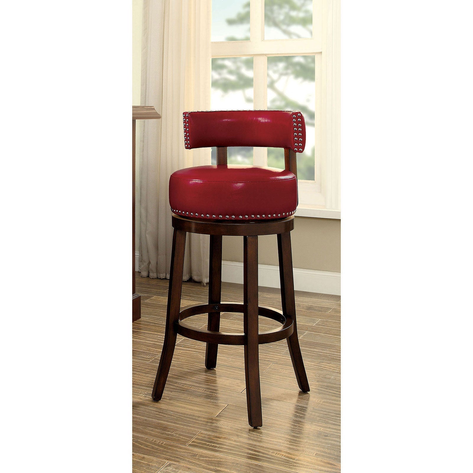 SHIRLEY Dark Oak/Red 24" Bar Stool image