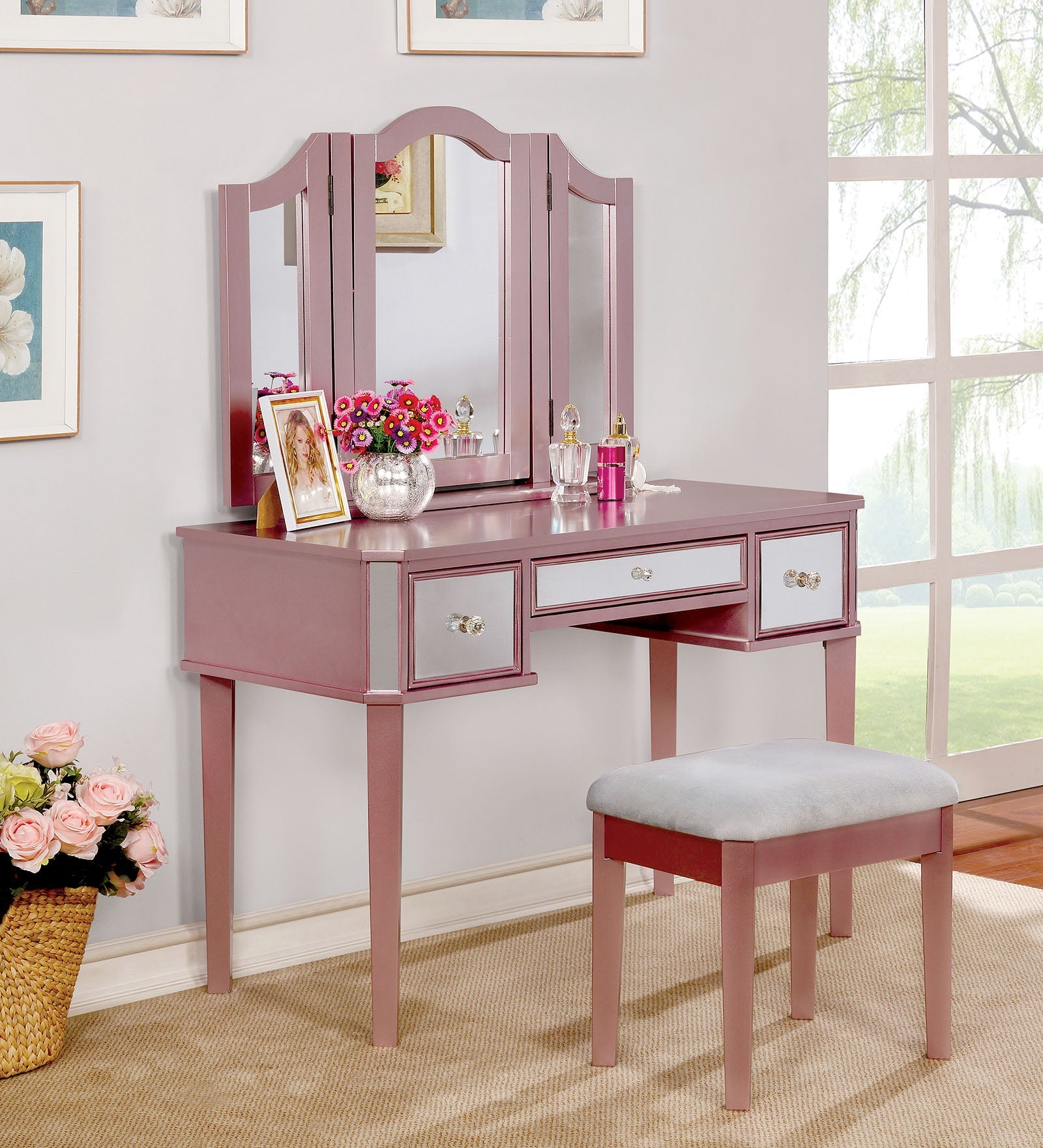 CLARISSE Rose Gold Vanity w/ Stool image