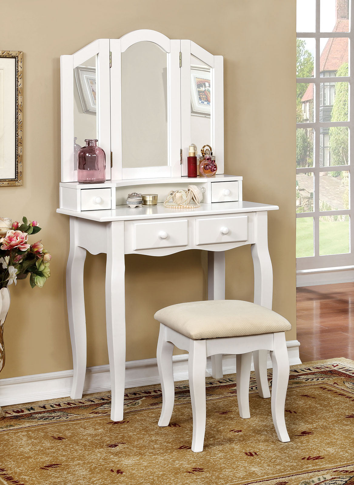 Janelle White Vanity w/ Stool image