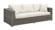 SOMANI Light Gray Wicker/Ivory Cushion Sofa w/ 2 Pillows image