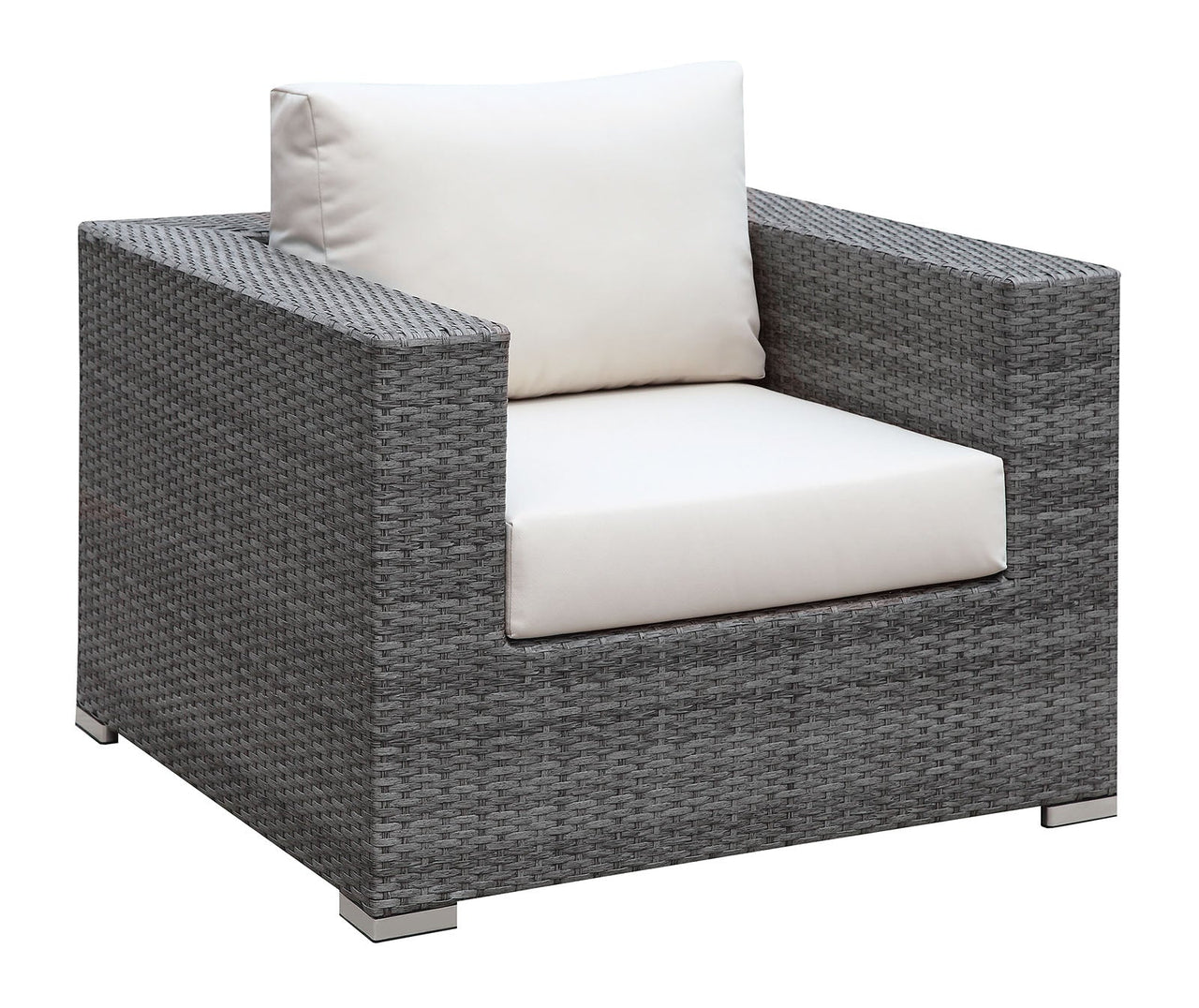 SOMANI Light Gray Wicker/Ivory Cushion Arm Chair image