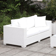 Somani White Wicker/White Cushion Love Seat w/ 2 Pillows image