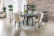 SANIA I Antique Black, Ivory 6 Pc. Dining Table Set w/ 3-Seater Bench image