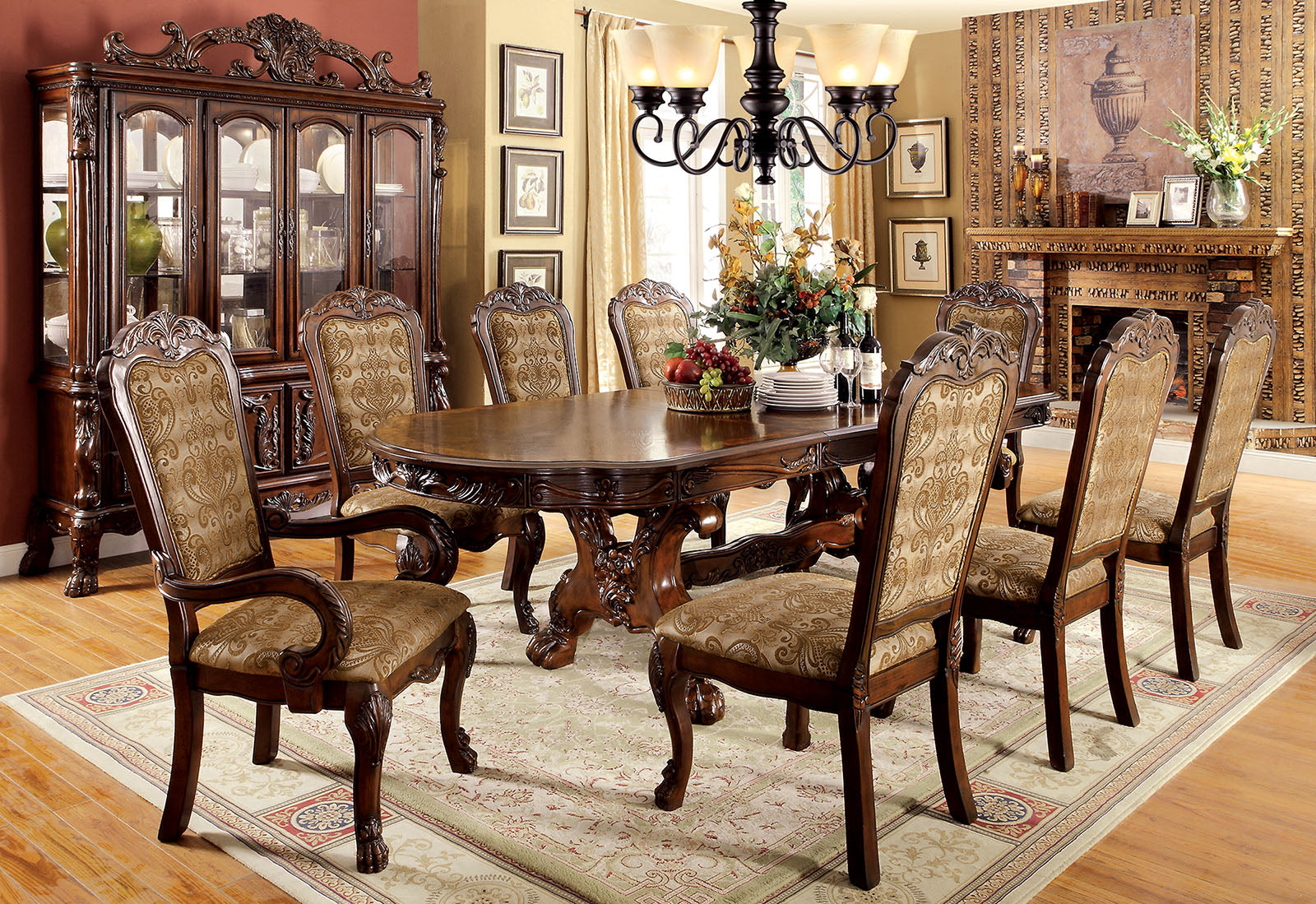 MEDIEVE Cherry 7 Pc. Dining Table Set (2AC+4SC) image