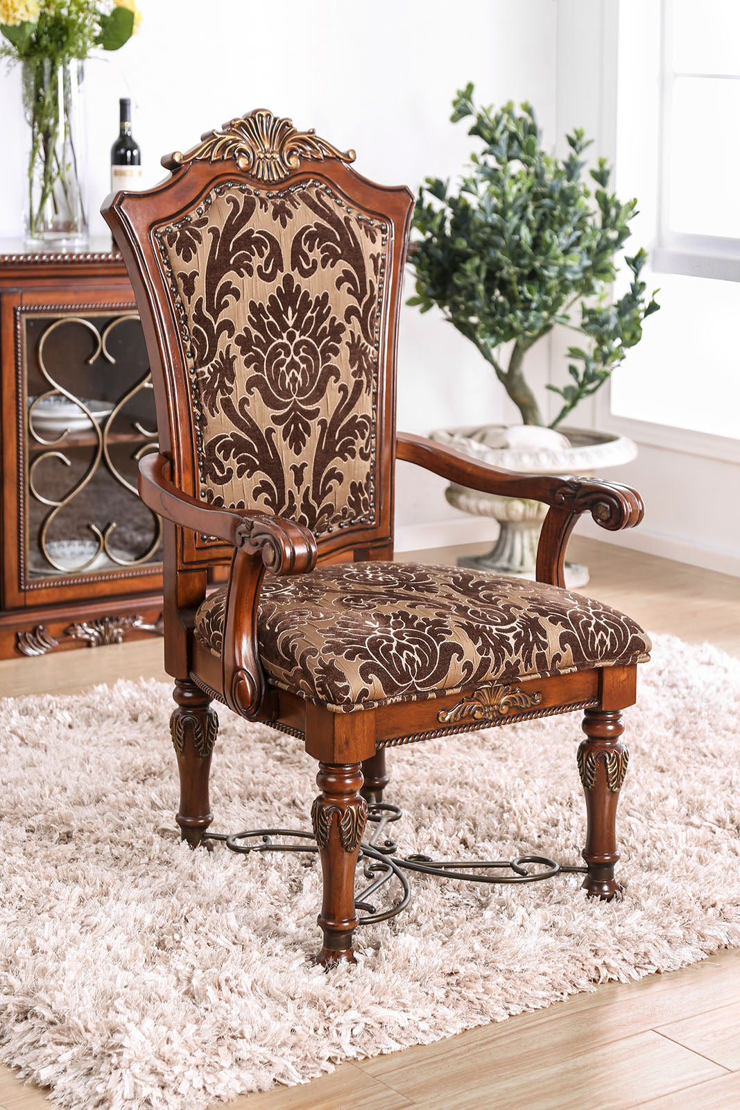 Lucie Brown Cherry Arm Chair (2/CTN) image