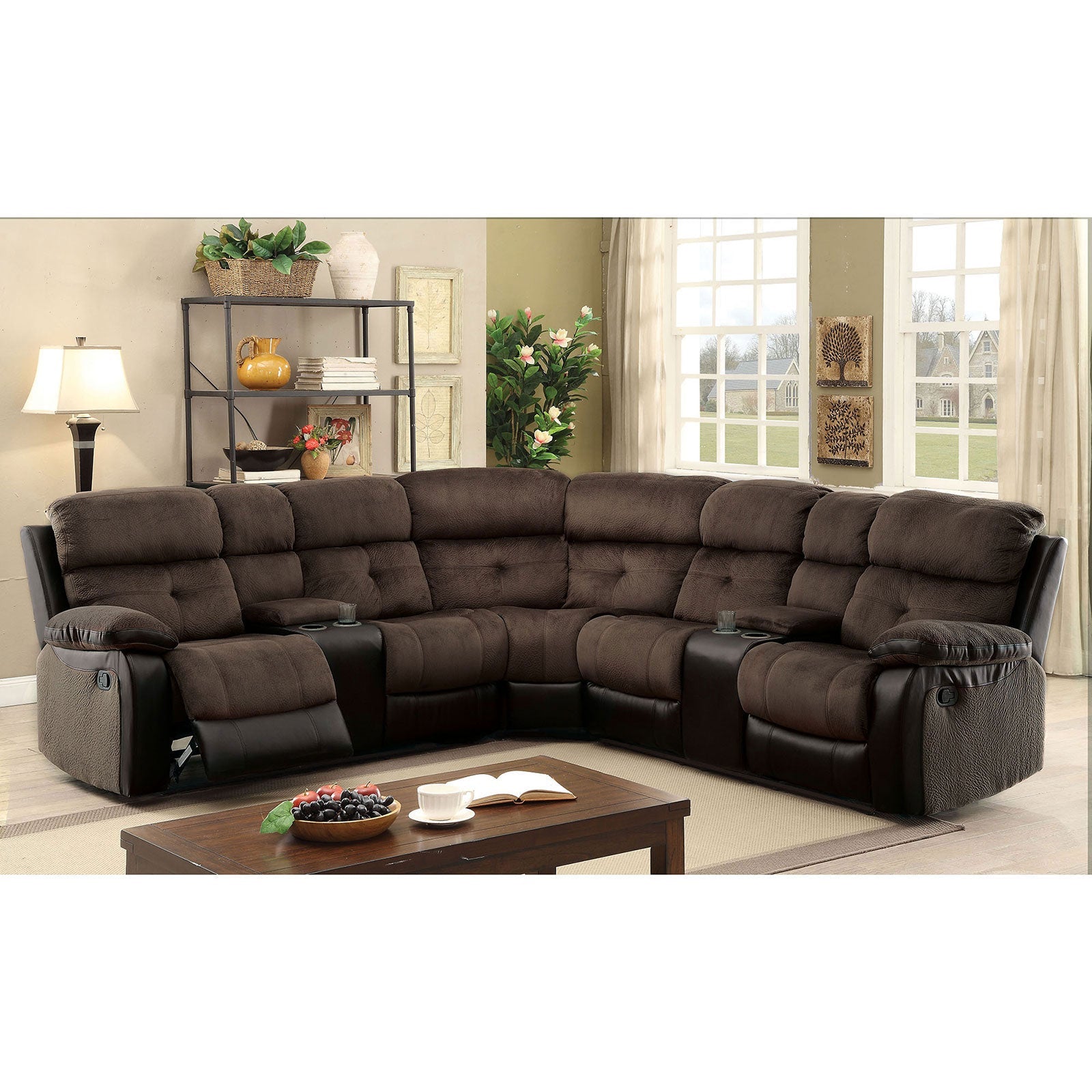 Hadley II Brown/Black Sectional w/ 2 Consoles image