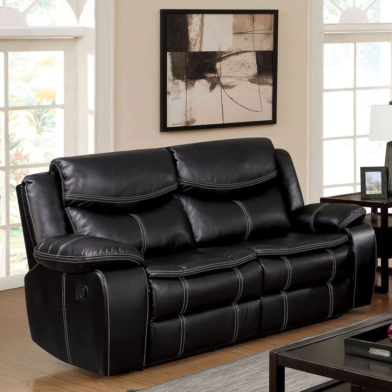 GATRIA Black Love Seat w/ 2 Recliners image