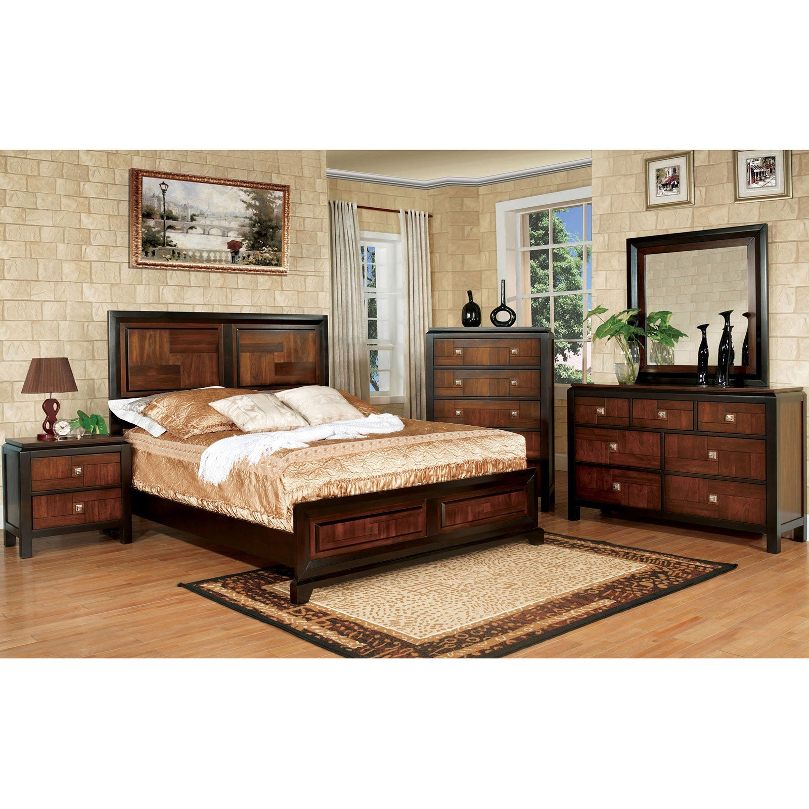 Patra Acacia/Walnut 5 Pc. Queen Bedroom Set w/ 2NS image