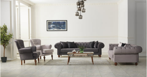 Chester Stationary Livingroom Set Gray