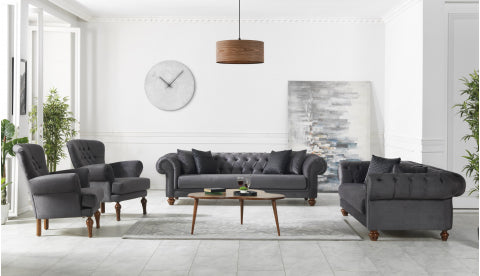 Chester Stationary Livingroom Set Gray
