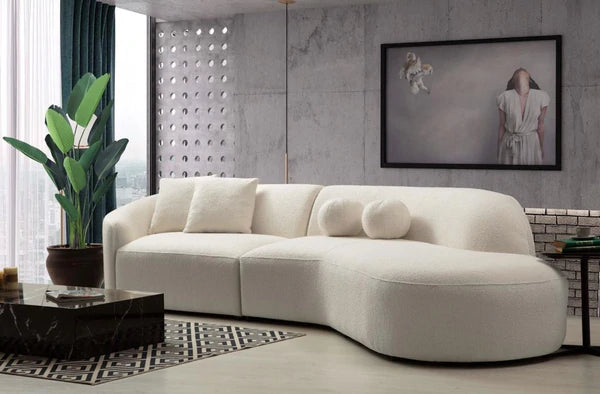 Cloe Ivory Boucle Curved Sectional.Coming Soon.