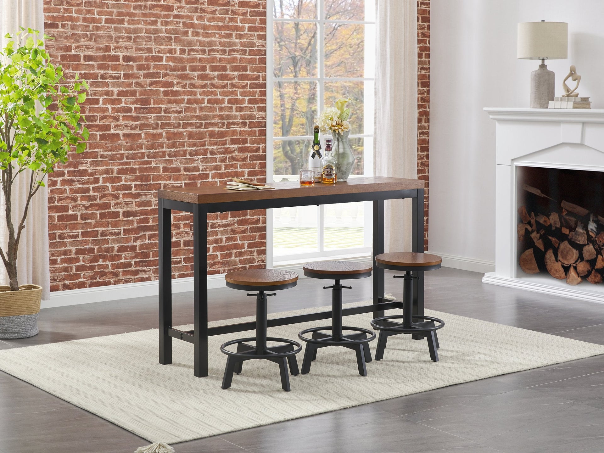 Quinidad Counter Height Dining Table and Bar Stools (Set of 4) image